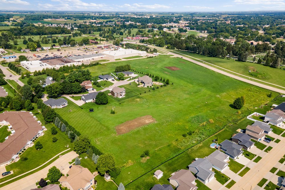 Aerial view of the Stone Meadows site and neighboring homes