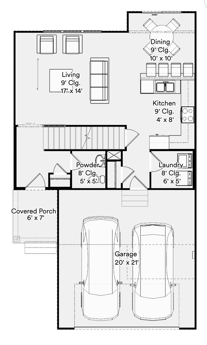 Emery main-level floor plan drawing