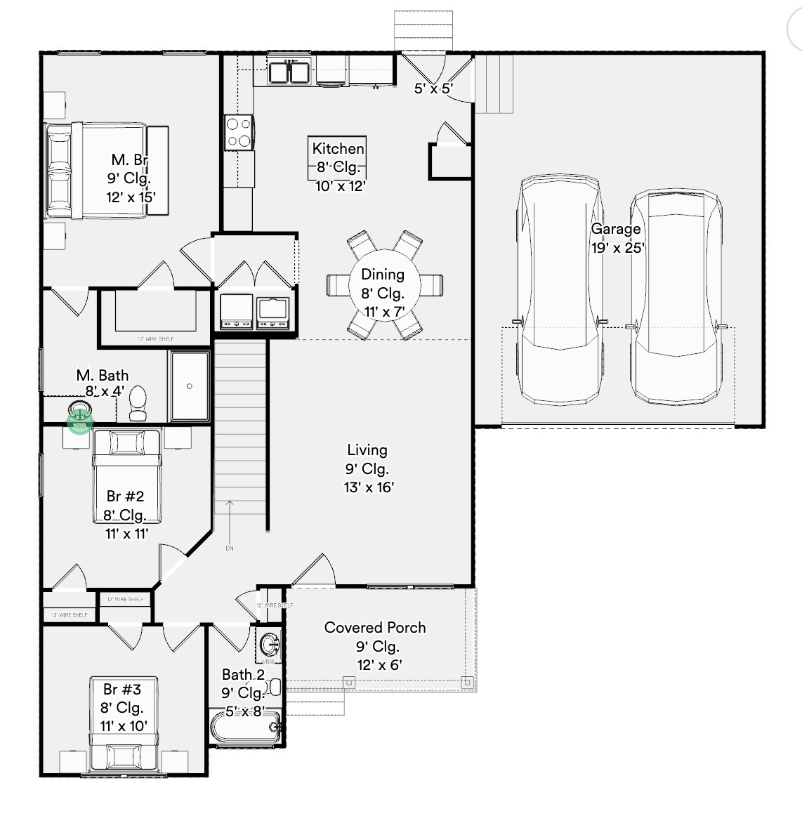 Lincoln main-level floor plan drawing