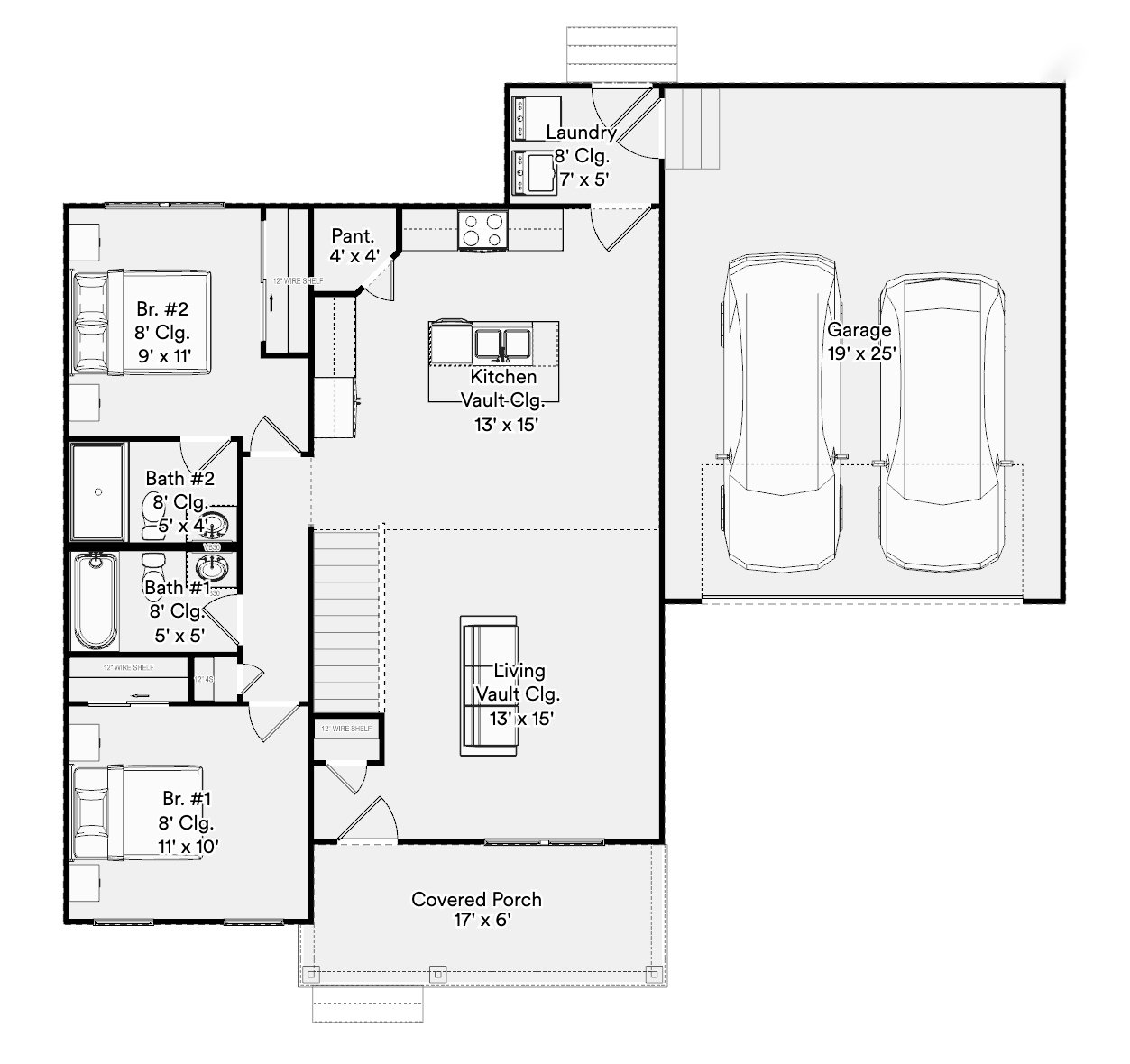 Oakley main-level floor plan drawing